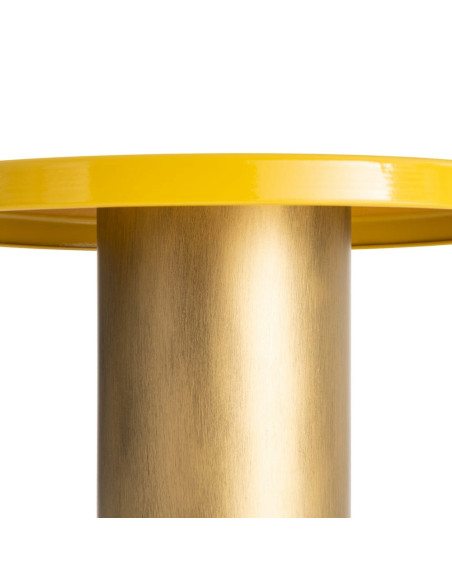 Table d’appoint ronde en métal jaune moutarde et doré 51 x 51 x 52 cm Sueca