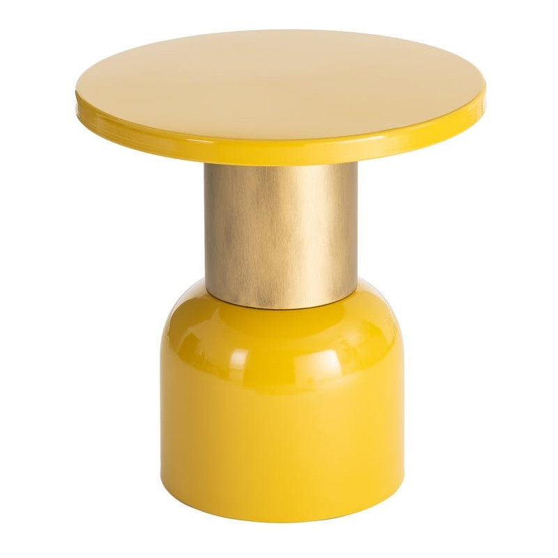 Table d’appoint ronde en métal jaune...