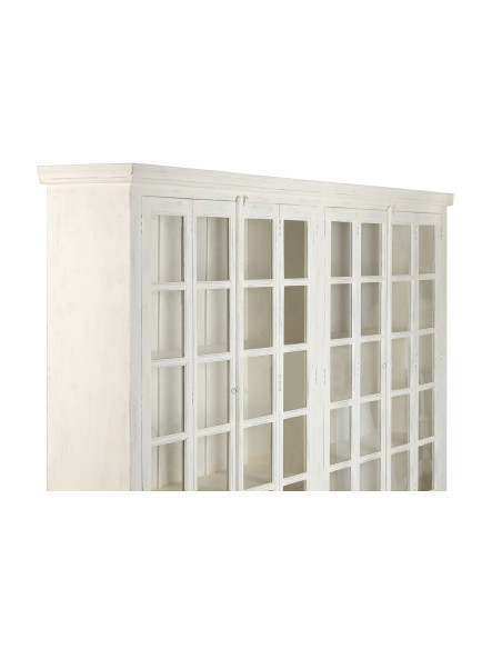 Vitrine vaisselier en teck et manguier blanc décapé 270 x 43 x 244 cm Alba