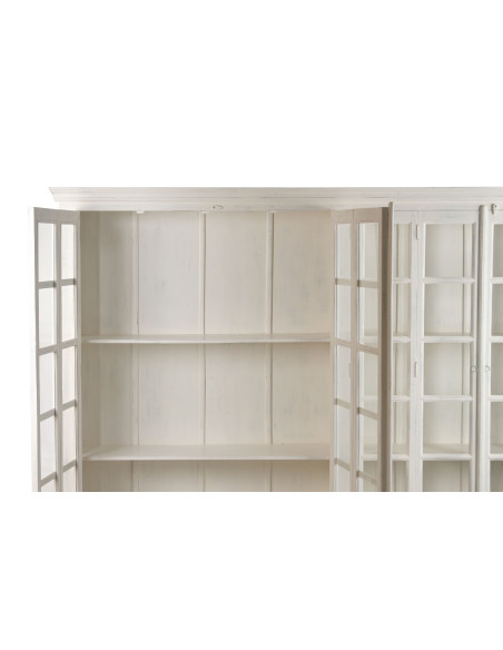 Vitrine vaisselier en teck et manguier blanc décapé 270 x 43 x 244 cm Alba