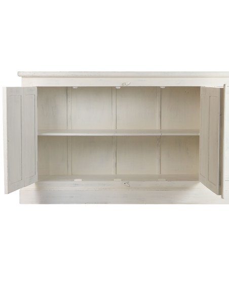 Vitrine vaisselier en teck et manguier blanc décapé 270 x 43 x 244 cm Alba
