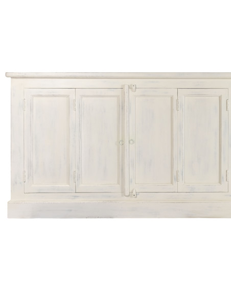 Vitrine vaisselier en teck et manguier blanc décapé 270 x 43 x 244 cm Alba