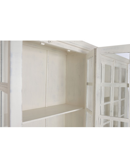 Vitrine vaisselier en teck et manguier blanc décapé 270 x 43 x 244 cm Alba