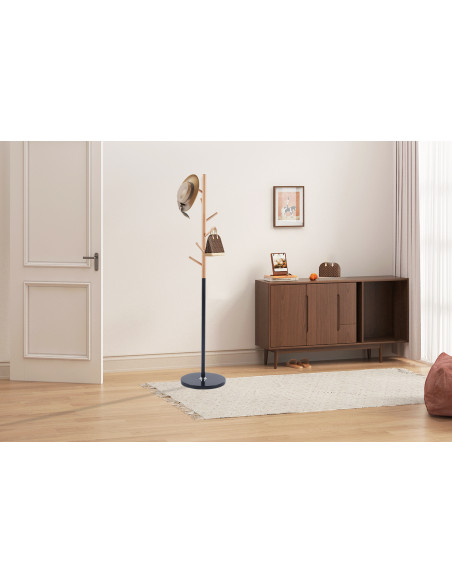Porte-manteau sur pied en hêtre et métal noir mat 37 x 57 x 172 cm Viola