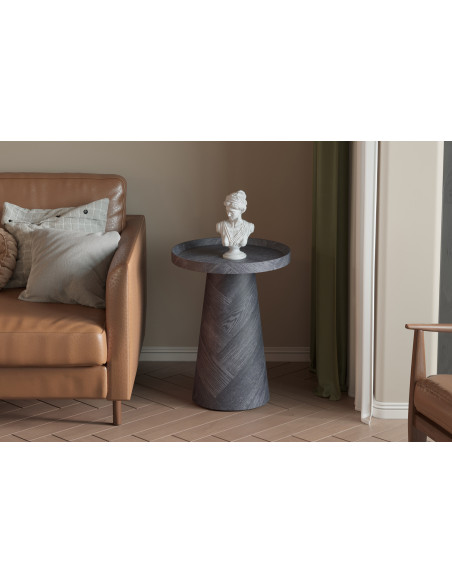 Table d’appoint ronde en MDF finition gris foncé 45 x 45 x 61 cm Manus