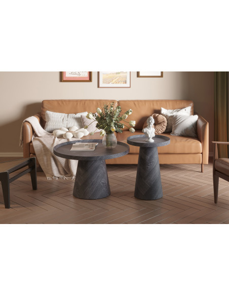 Table d’appoint ronde en MDF finition gris foncé 45 x 45 x 61 cm Manus
