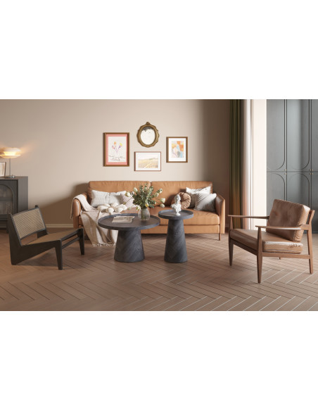 Table d’appoint ronde en MDF finition gris foncé 45 x 45 x 61 cm Manus