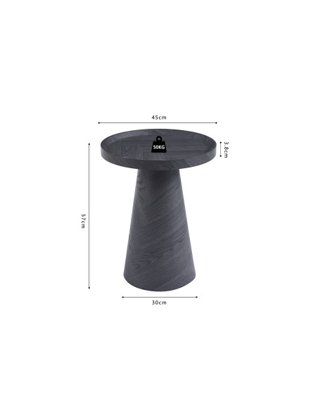 Table d’appoint ronde en MDF finition gris foncé 45 x 45 x 61 cm Manus