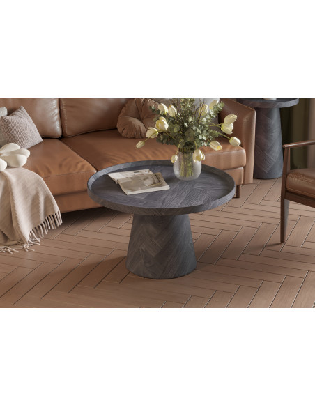 Table basse ronde en MDF finition gris foncé 80 x 80 x 47 cm Manus