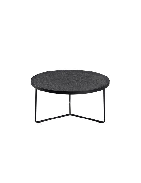 Tables basses gigognes rondes en verre gris et métal noir Melia
