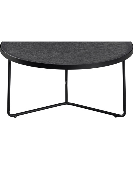 Tables basses gigognes rondes en verre gris et métal noir Melia