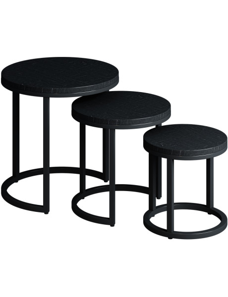 Tables basses gigognes rondes en manguier massif noir et...