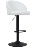 Tabouret de bar réglable en tissu bouclé blanc et métal noir 49 x 46 x 86 à 107 cm Arda