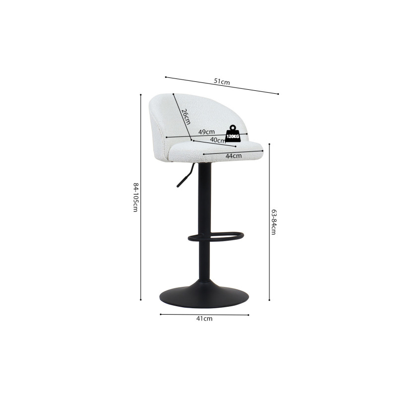 Tabouret de bar réglable en tissu...