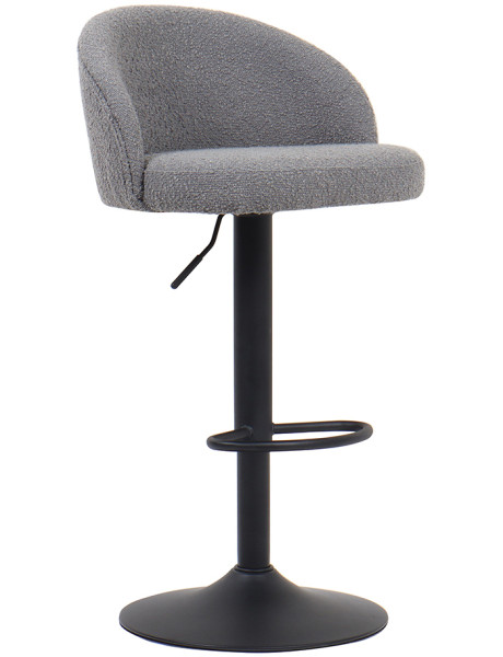 Tabouret de bar réglable en tissu bouclé gris clair et...