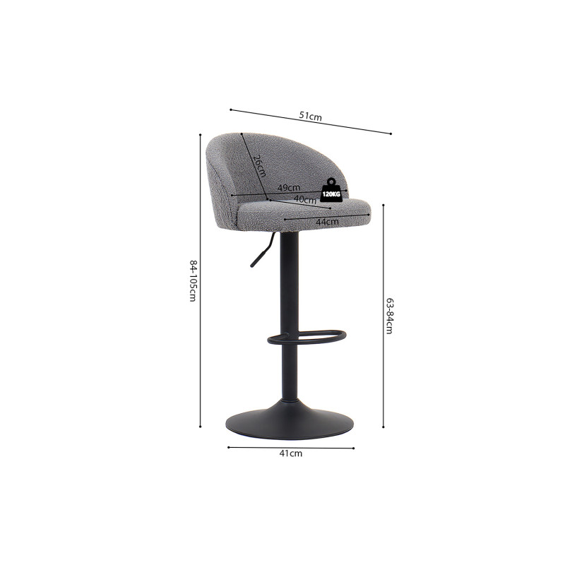 Tabouret de bar réglable en tissu...