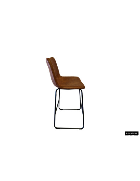 Tabouret de bar en revêtement PU cognac et métal noir 48 x 56 x 98 cm Mancia