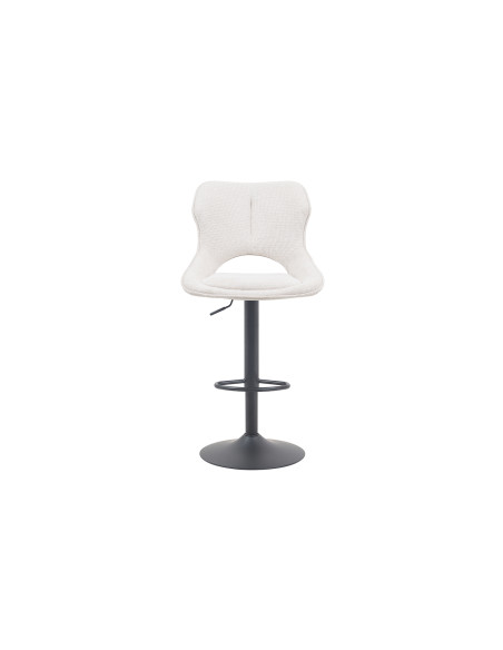 Tabouret de bar réglable en tissu beige recyclé et métal noir 51 x 53 x 100 à 121 cm Mori