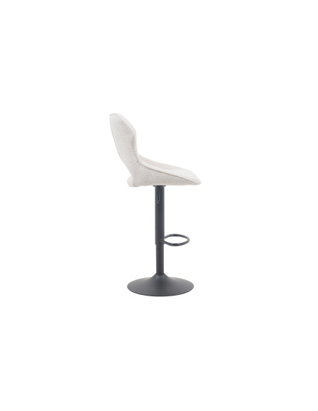 Tabouret de bar réglable en tissu beige recyclé et métal noir 51 x 53 x 100 à 121 cm Mori