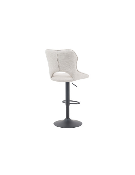 Tabouret de bar réglable en tissu beige recyclé et métal noir 51 x 53 x 100 à 121 cm Mori