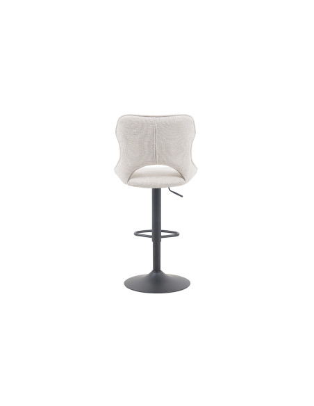 Tabouret de bar réglable en tissu beige recyclé et métal noir 51 x 53 x 100 à 121 cm Mori