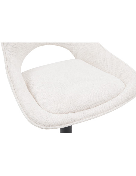 Tabouret de bar réglable en tissu beige recyclé et métal noir 51 x 53 x 100 à 121 cm Mori