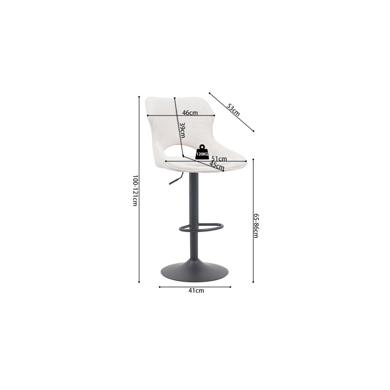 Tabouret de bar réglable en tissu...