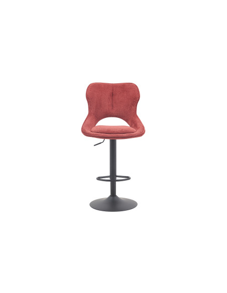 Tabouret de bar réglable en tissu rouge terracotta recyclé et métal noir 51 x 53 x 100 à 121 cm Mori