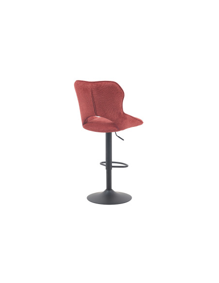 Tabouret de bar réglable en tissu rouge terracotta recyclé et métal noir 51 x 53 x 100 à 121 cm Mori