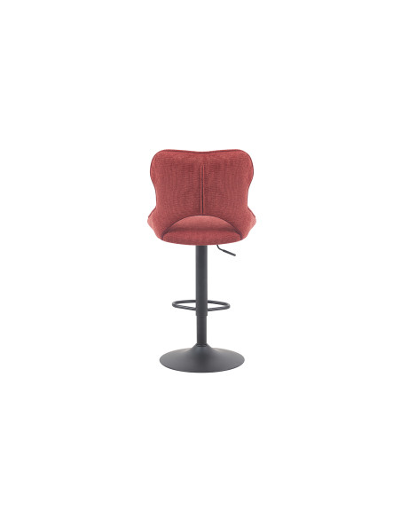 Tabouret de bar réglable en tissu rouge terracotta recyclé et métal noir 51 x 53 x 100 à 121 cm Mori