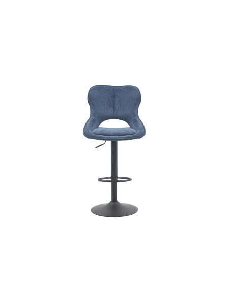 Tabouret de bar réglable en tissu bleu recyclé et métal noir 51 x 53 x 100 à 121 cm Mori