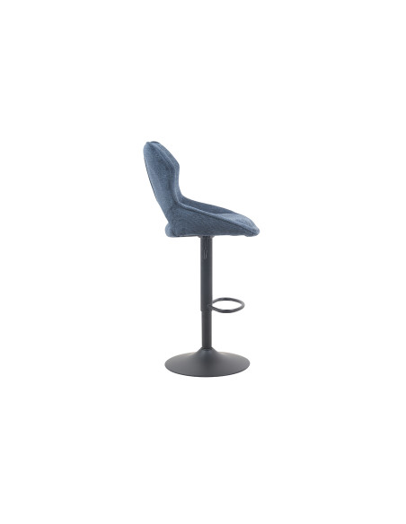 Tabouret de bar réglable en tissu bleu recyclé et métal noir 51 x 53 x 100 à 121 cm Mori