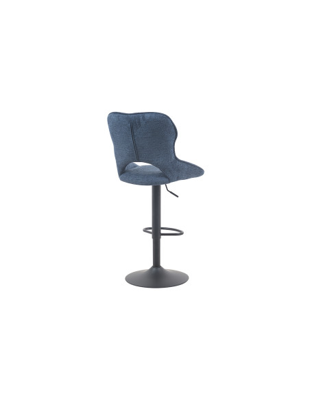 Tabouret de bar réglable en tissu bleu recyclé et métal noir 51 x 53 x 100 à 121 cm Mori