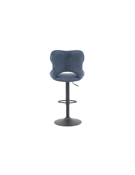 Tabouret de bar réglable en tissu bleu recyclé et métal noir 51 x 53 x 100 à 121 cm Mori