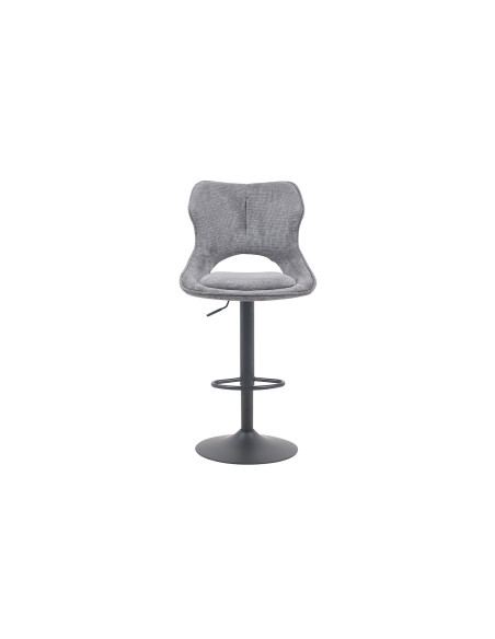 Tabouret de bar réglable en tissu gris foncé recyclé et métal noir 51 x 53 x 100 à 121 cm Mori