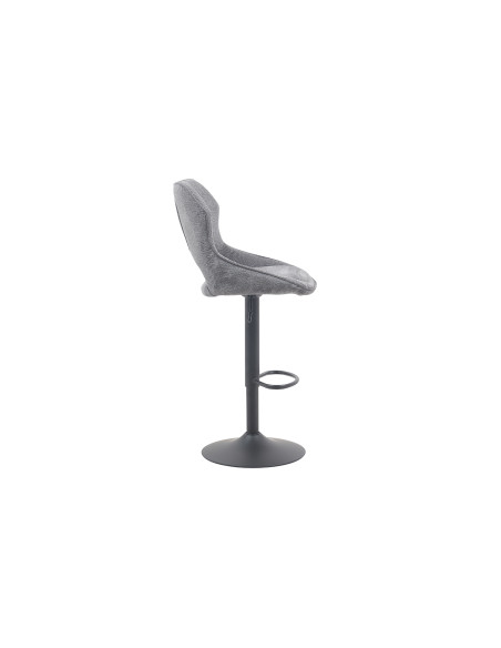Tabouret de bar réglable en tissu gris foncé recyclé et métal noir 51 x 53 x 100 à 121 cm Mori