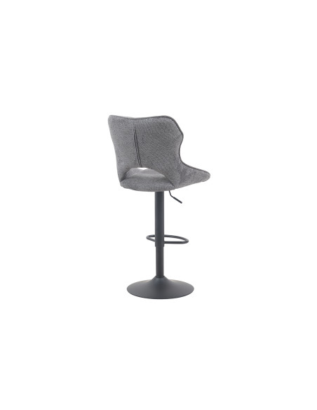 Tabouret de bar réglable en tissu gris foncé recyclé et métal noir 51 x 53 x 100 à 121 cm Mori