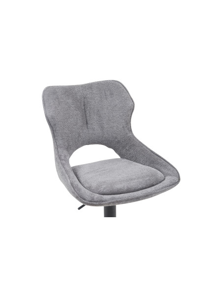 Tabouret de bar réglable en tissu gris foncé recyclé et métal noir 51 x 53 x 100 à 121 cm Mori
