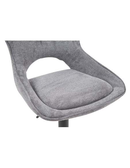 Tabouret de bar réglable en tissu gris foncé recyclé et métal noir 51 x 53 x 100 à 121 cm Mori
