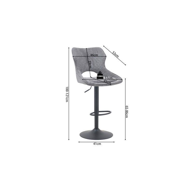 Tabouret de bar réglable en tissu...