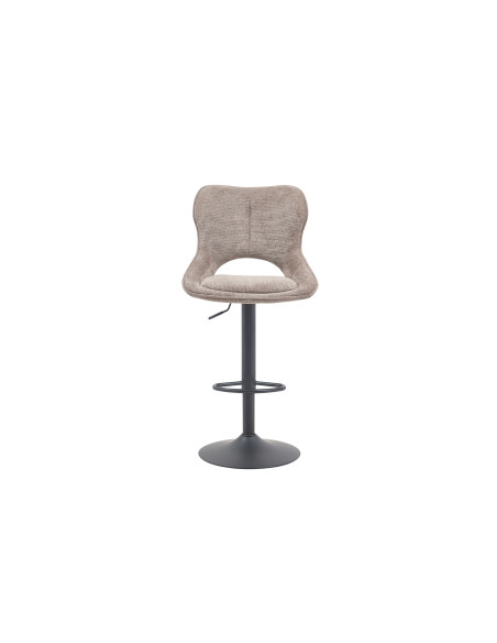 Tabouret de bar réglable en tissu gris poivre recyclé et métal noir 51 x 53 x 100 à 121 cm Mori