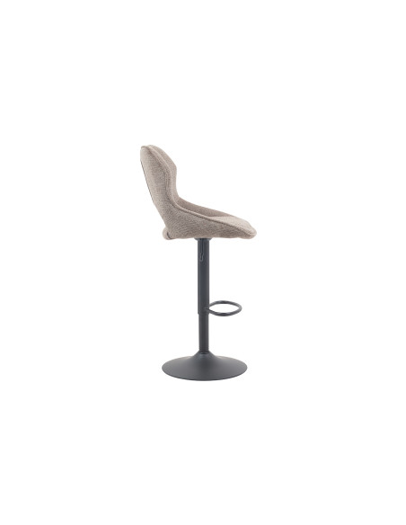 Tabouret de bar réglable en tissu gris poivre recyclé et métal noir 51 x 53 x 100 à 121 cm Mori