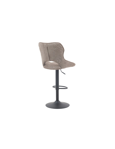Tabouret de bar réglable en tissu gris poivre recyclé et métal noir 51 x 53 x 100 à 121 cm Mori