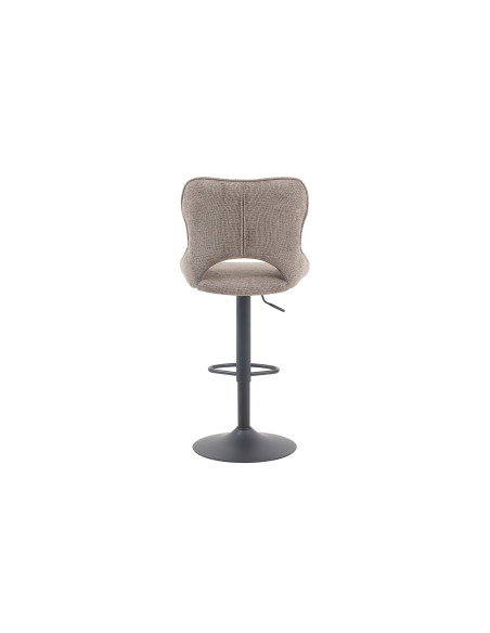 Tabouret de bar réglable en tissu gris poivre recyclé et métal noir 51 x 53 x 100 à 121 cm Mori