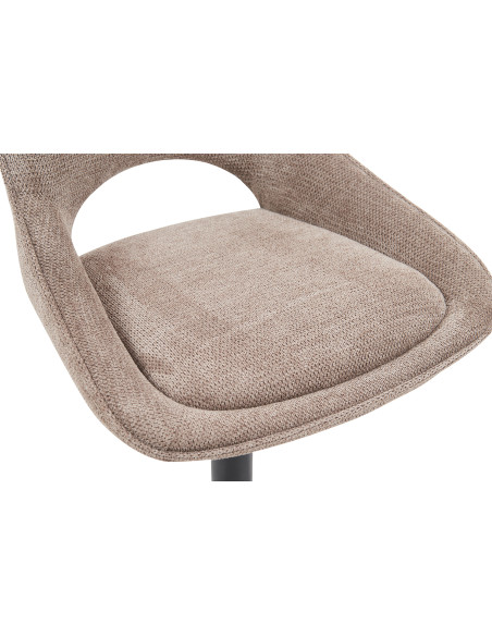 Tabouret de bar réglable en tissu gris poivre recyclé et métal noir 51 x 53 x 100 à 121 cm Mori