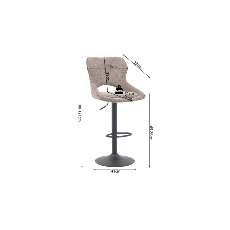 Tabouret de bar réglable en tissu...