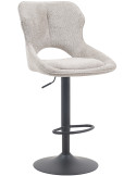Tabouret de bar réglable en tissu gris clair recyclé et métal noir 51 x 53 x 100 à 121 cm Mori