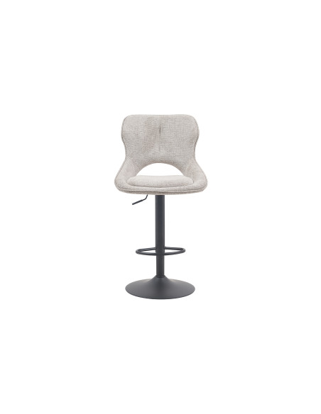Tabouret de bar réglable en tissu gris clair recyclé et métal noir 51 x 53 x 100 à 121 cm Mori