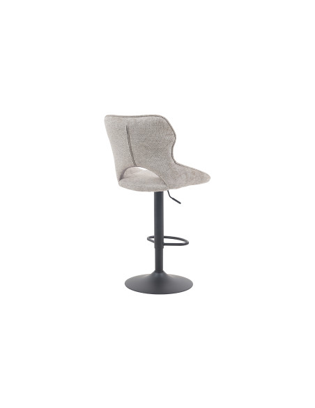 Tabouret de bar réglable en tissu gris clair recyclé et métal noir 51 x 53 x 100 à 121 cm Mori