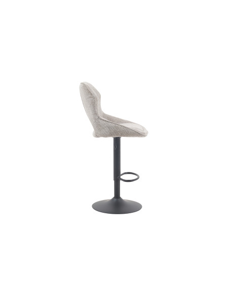 Tabouret de bar réglable en tissu gris clair recyclé et métal noir 51 x 53 x 100 à 121 cm Mori